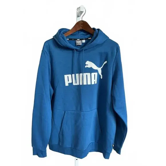 PUMA Blue Men's Hoodie with Logo - Picture 1 of 8